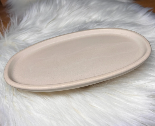 Keramik-Dekoschale | ovales Dekotablett | in beige und weitere Farben | minimalistisch | wasserabperlend | 2 versch. Größen oder als Set