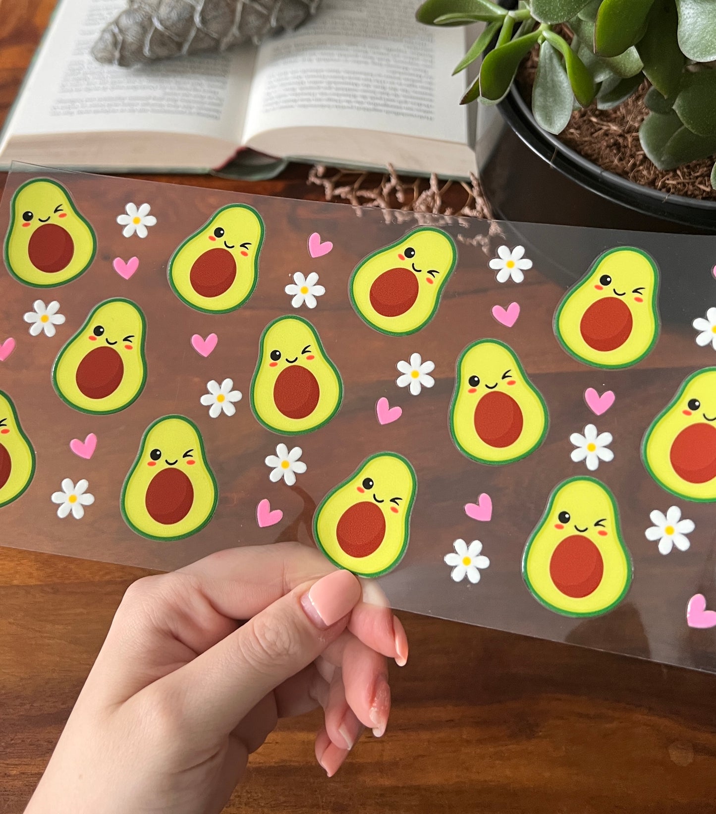 [ Doppelseitig ] 500 ml Trinkglasaufkleber | Avocado