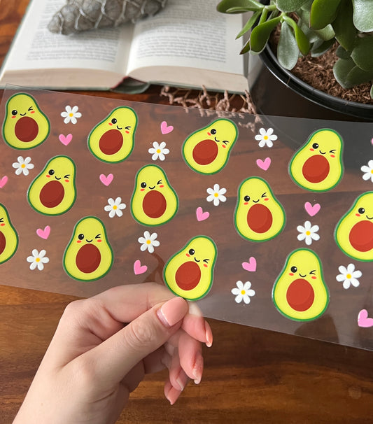 [ Doppelseitig ] 500 ml Trinkglasaufkleber | Avocado