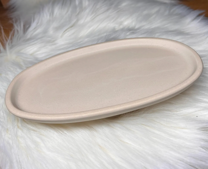 Keramik-Dekoschale | ovales Dekotablett | in beige und weitere Farben | minimalistisch | wasserabperlend | 2 versch. Größen oder als Set