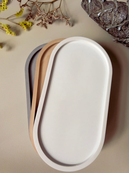 Keramik-Dekoschale | ovales Dekotablett | in beige und weitere Farben | minimalistisch | wasserabperlend | personalisierbar