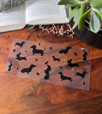 [ Doppelseitig ] 450 ml Teeglas mit Griff / Henkel | Dackel