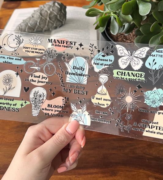 [ Doppelseitig ] 500 ml Trinkglas mit Deckel und Strohhalm | daily reminders