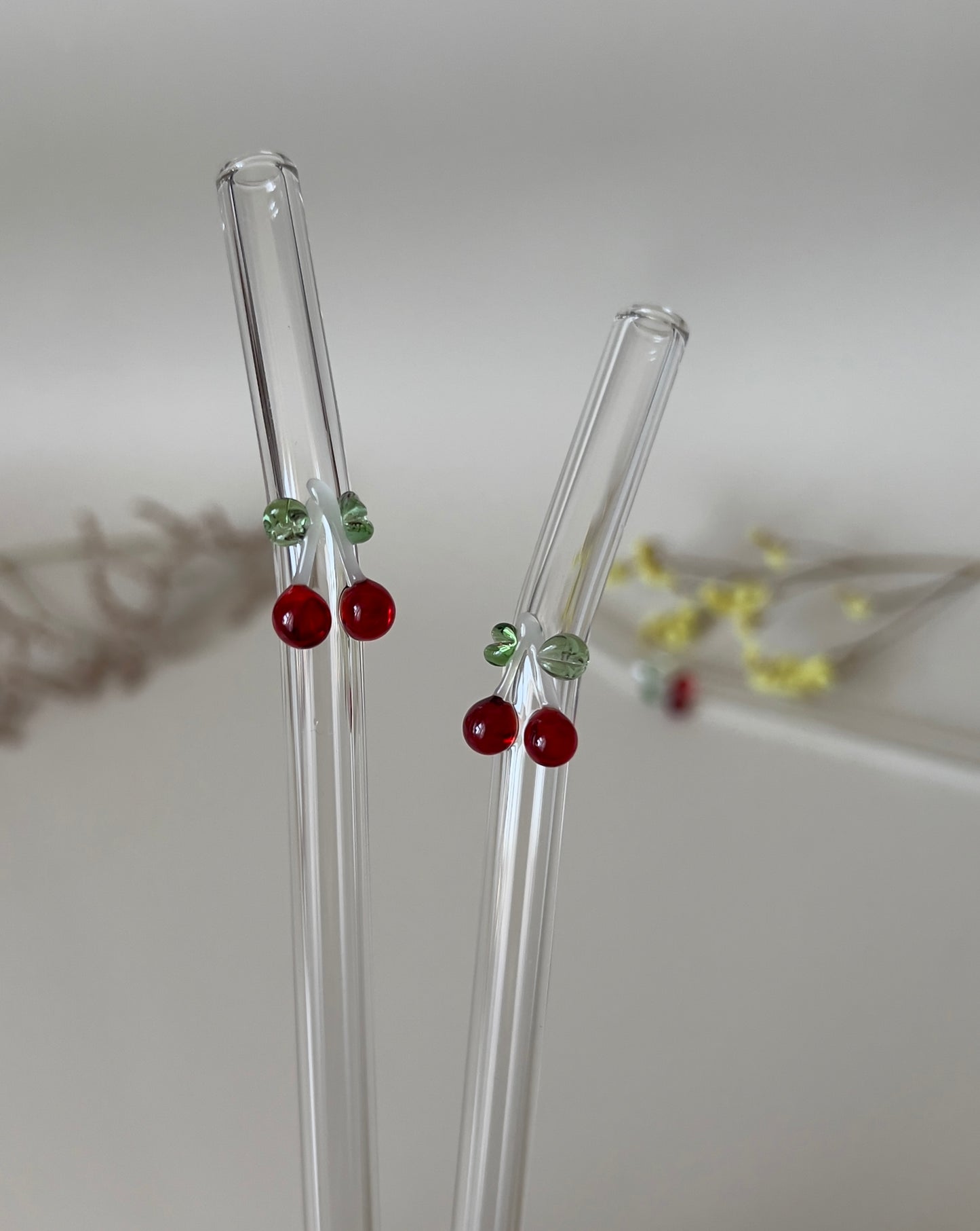 wiederverwendbare Glasstrohhalme | 3D Form Kirschen | für 500 ml Glasbecher