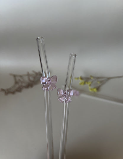 wiederverwendbare Glasstrohhalme | 3D Form Schleife | für 500 ml Glasbecher