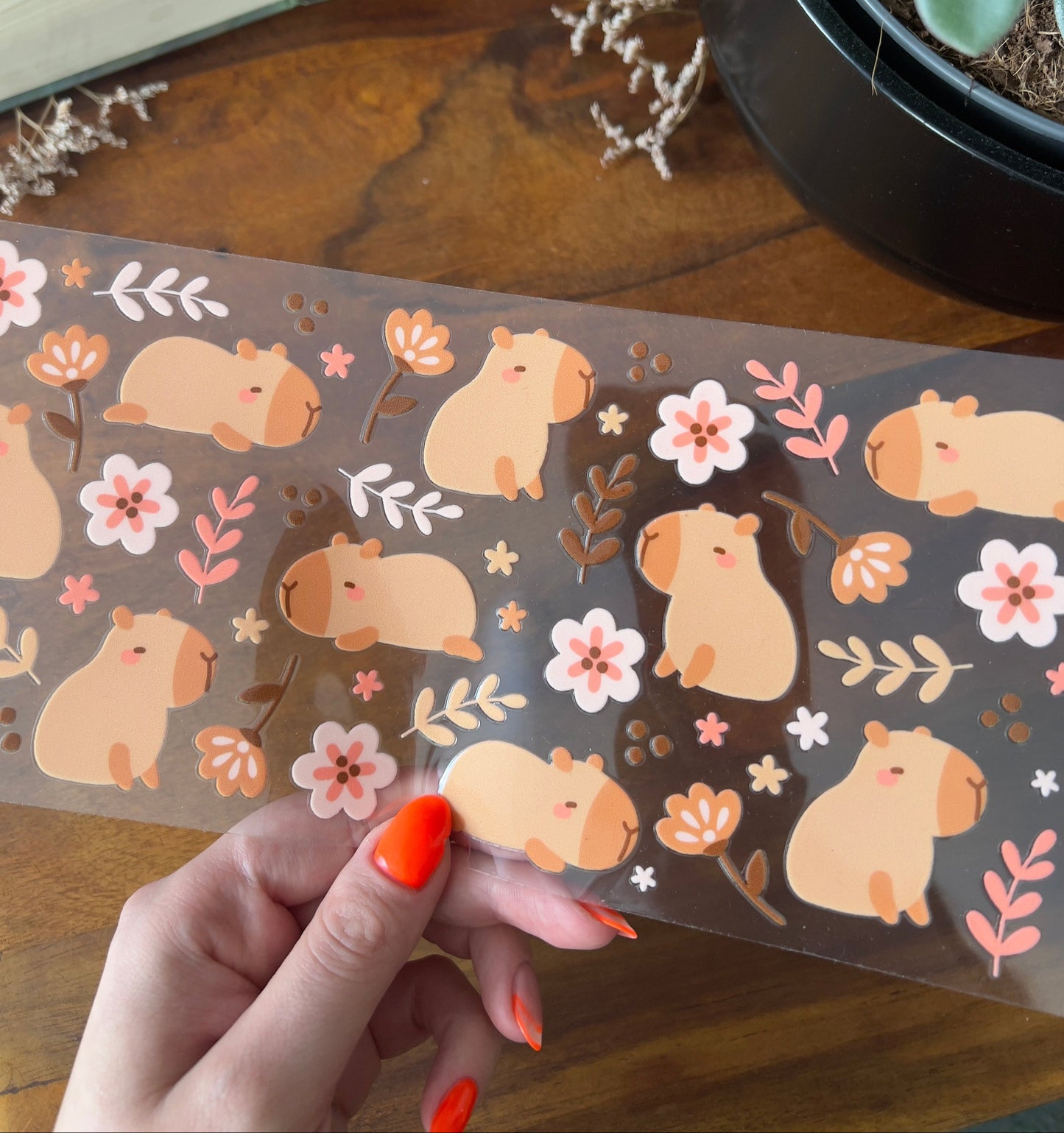 [ Doppelseitig ] 500 ml Trinkglasaufkleber | Capybara