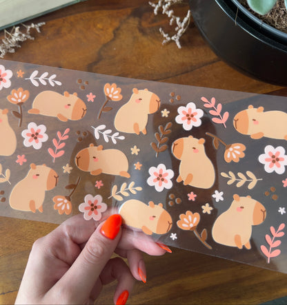 [ Doppelseitig ] 500 ml Trinkglasaufkleber | Capybara