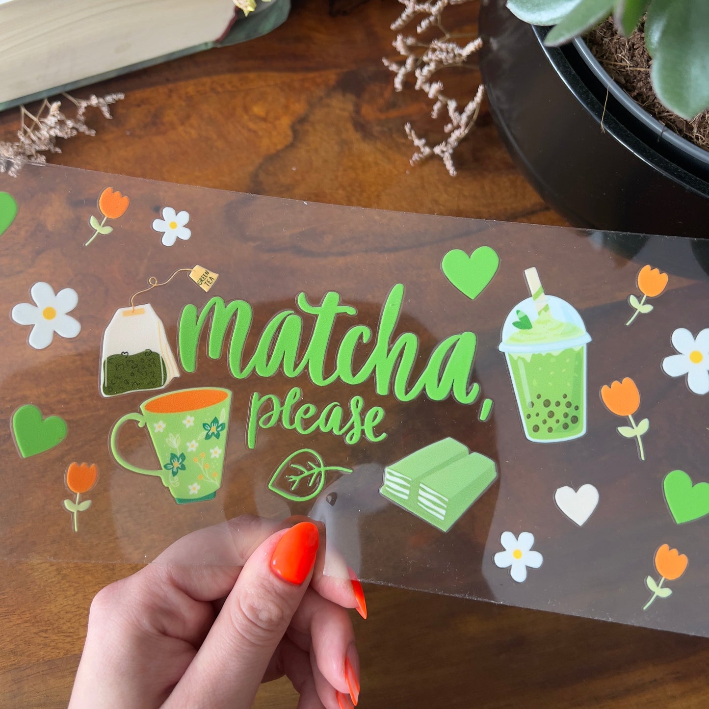 [ Doppelseitig ] 500 ml Trinkglasaufkleber | Matcha