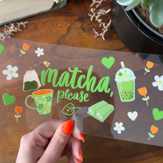 [ Doppelseitig ] 500 ml Trinkglasaufkleber | Matcha