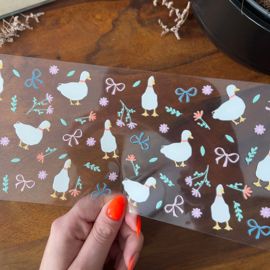 [ Doppelseitig ] 450 ml Teeglas mit Griff / Henkel | Gänse