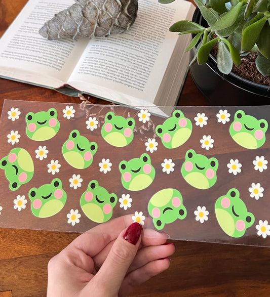 [ Doppelseitig ] 450 ml Teeglas mit Griff / Henkel | Frösche