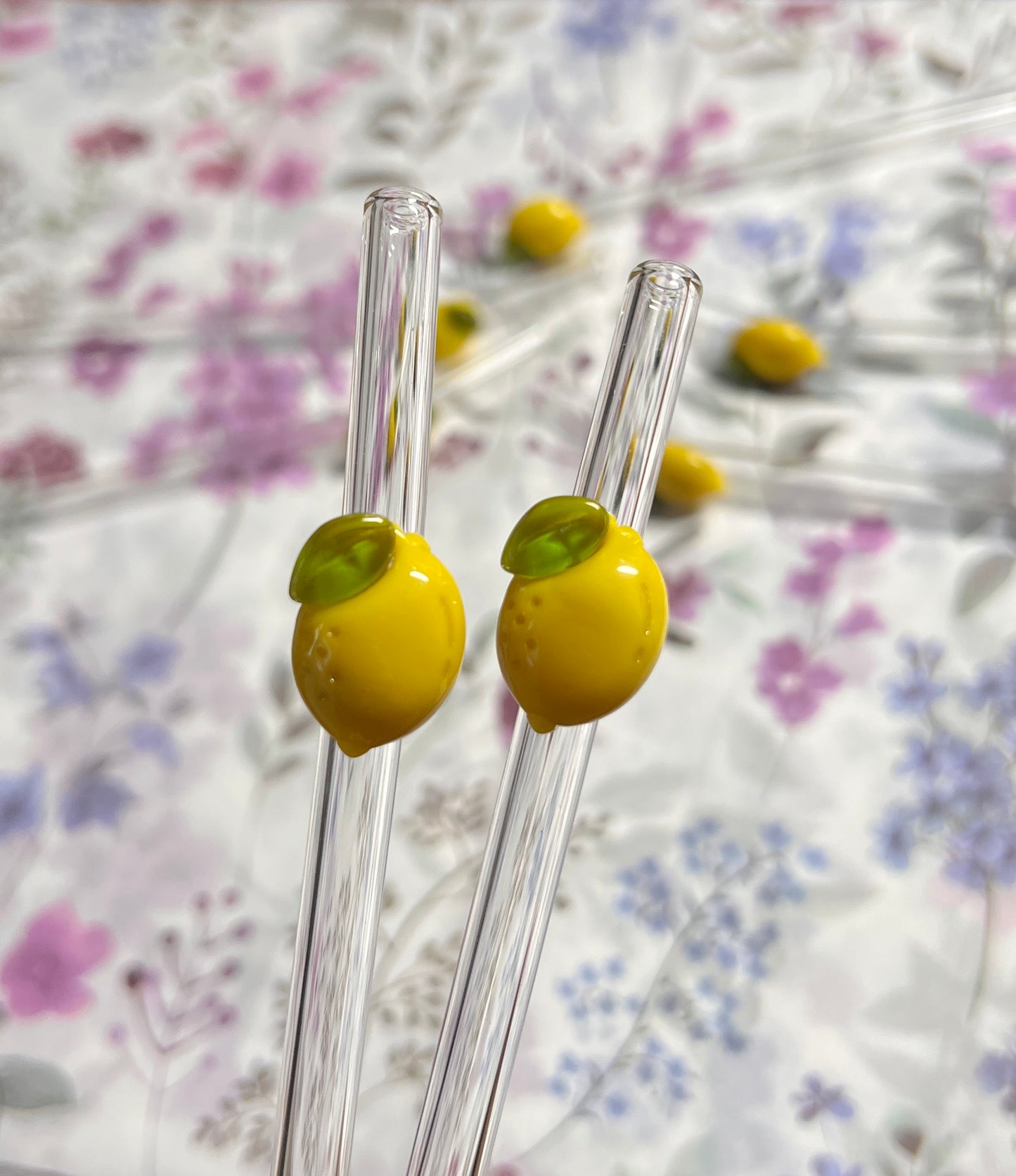wiederverwendbare Glasstrohhalme | 3D Form Zitrone | für 500 ml Glasbecher