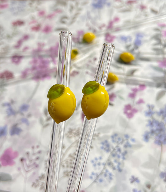 wiederverwendbare Glasstrohhalme | 3D Form Zitrone | für 500 ml Glasbecher