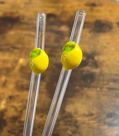 wiederverwendbare Glasstrohhalme | 3D Form Zitrone | für 500 ml Glasbecher
