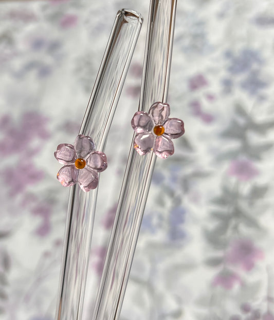 wiederverwendbare Glasstrohhalme | 3D Form Blume | für 500 ml Glasbecher