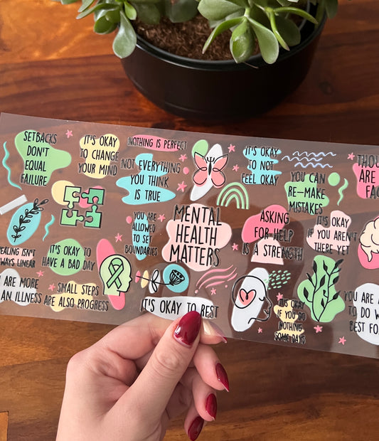 [ Doppelseitig ] 500 ml Trinkglas mit Deckel und Strohhalm | mental health matters