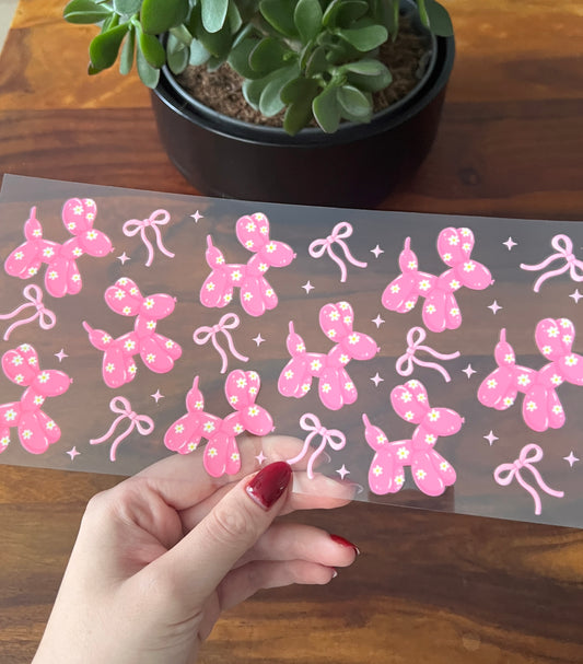 [ Doppelseitig ] 500 ml Trinkglasaufkleber | ballon Hunde