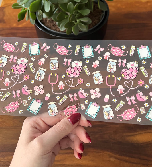 [ Doppelseitig ] 450 ml Teeglas mit Griff / Henkel | Krankenschwester