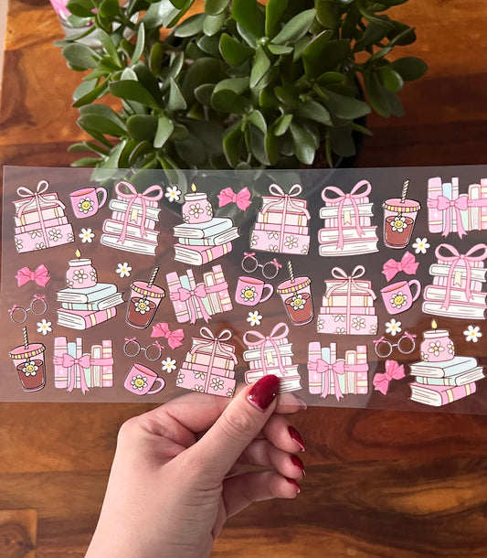 [ Doppelseitig ] 500 ml Trinkglas mit Deckel und Strohhalm | bookish coffee