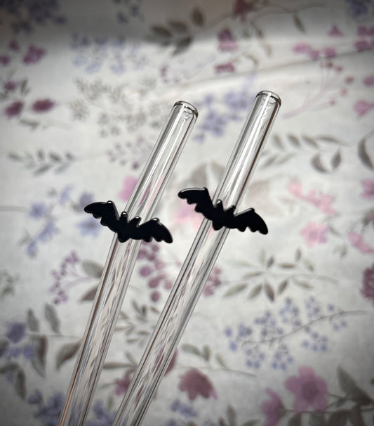 wiederverwendbare Glasstrohhalme | 3D Form Fledermaus | für 500 ml Glasbecher