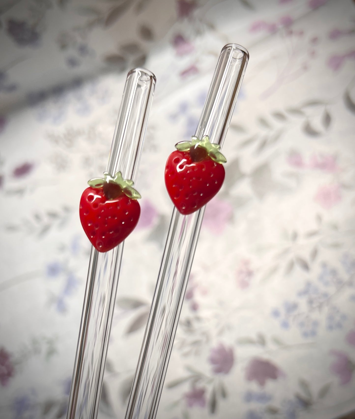 wiederverwendbare Glasstrohhalme | 3D Form Erdbeeren | für 500 ml Glasbecher