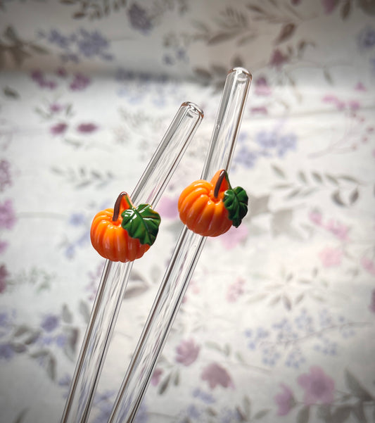 wiederverwendbare Glasstrohhalme | 3D Form Kürbis | für 500 ml Glasbecher