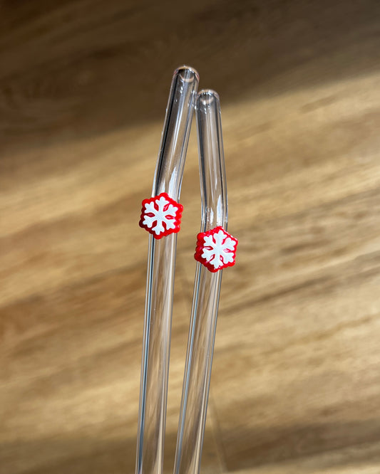 wiederverwendbare Glasstrohhalme | 3D Form Flocke | für 500 ml Glasbecher