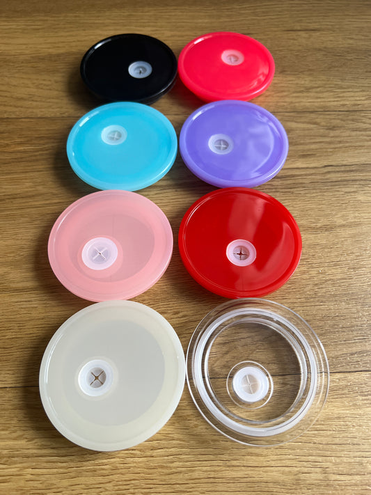 Bunte Kunststoffdeckel für 16 oz (500ml) Trinkgläser – in 5 Farben | Zubehör für Glasbecher