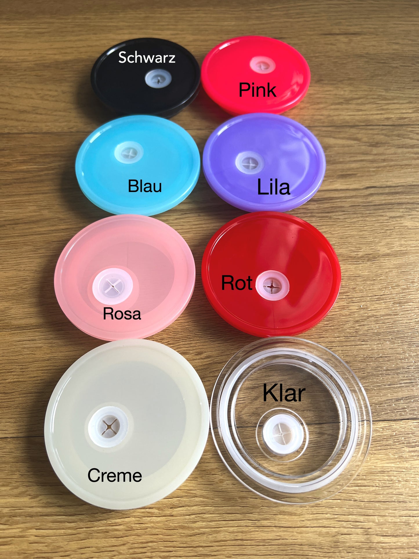 Bunte Kunststoffdeckel für 16 oz (500ml) Trinkgläser – in 5 Farben | Zubehör für Glasbecher