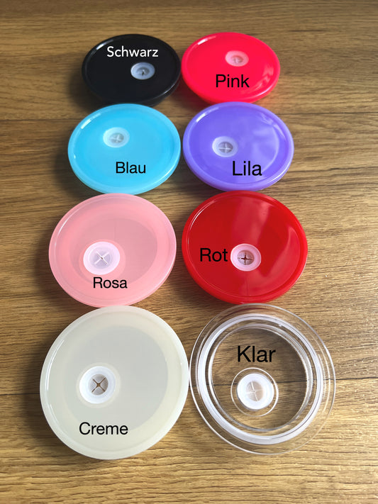 Bunte Kunststoffdeckel für 16 oz (500ml) Trinkgläser – in 5 Farben | Zubehör für Glasbecher