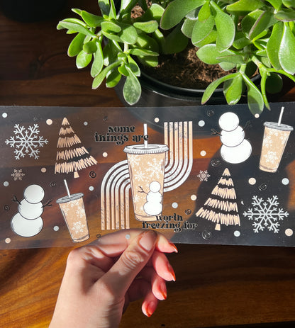 [ Doppelseitig ] 450 ml Teeglas mit Griff / Henkel | freezing