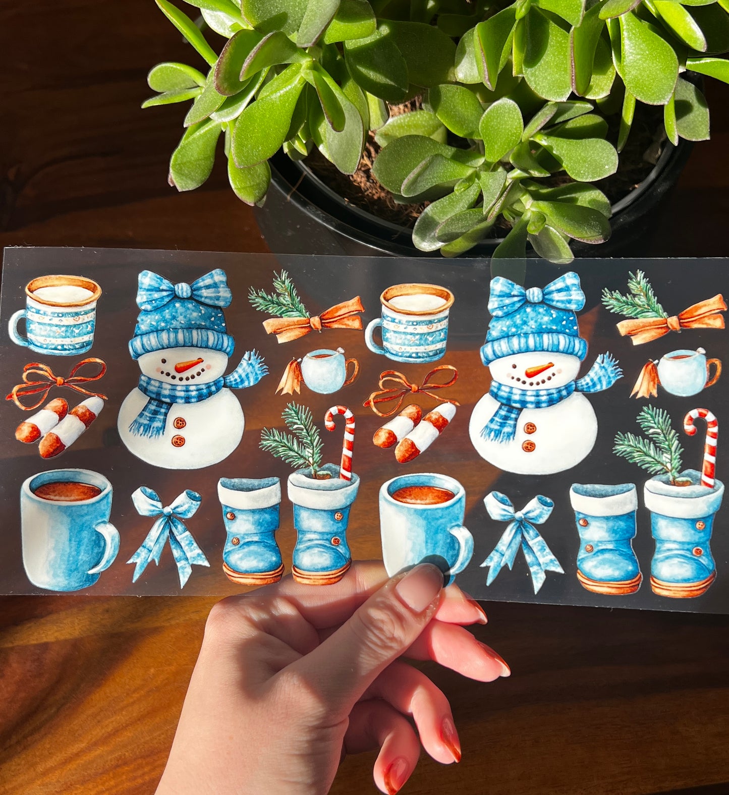 [ Doppelseitig ] 500 ml Trinkglasaufkleber | Winter