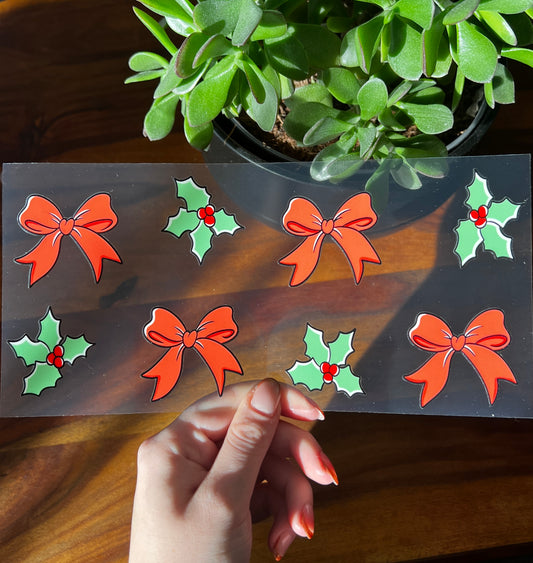 [ Doppelseitig ] 450 ml Teeglas mit Griff / Henkel | X-Mas Schleife