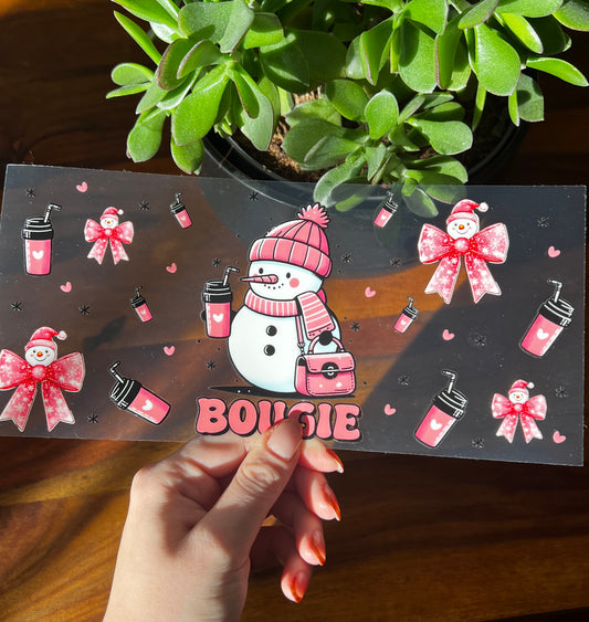 [ Doppelseitig ] 500 ml Trinkglasaufkleber | Schneemann