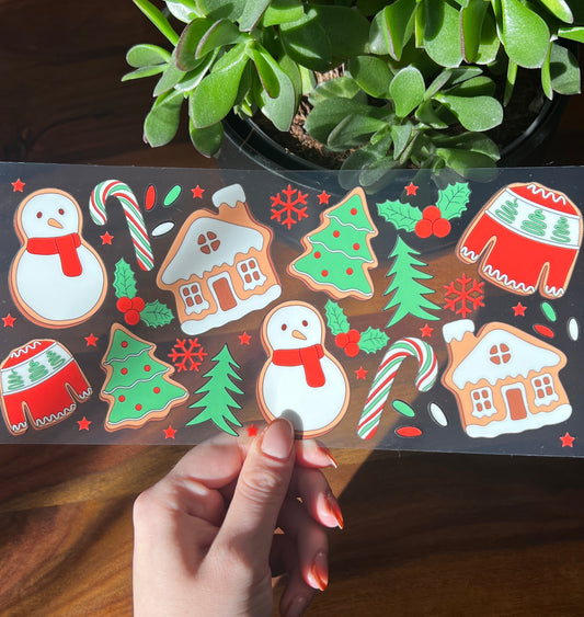 [ Doppelseitig ] 500 ml Trinkglasaufkleber | Plätzchen