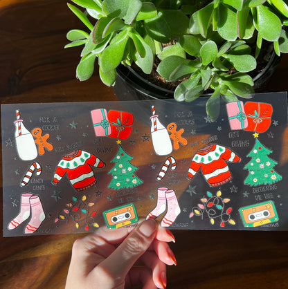 [ Doppelseitig ] 450 ml Teeglas mit Griff / Henkel | X-Mas Sprüche