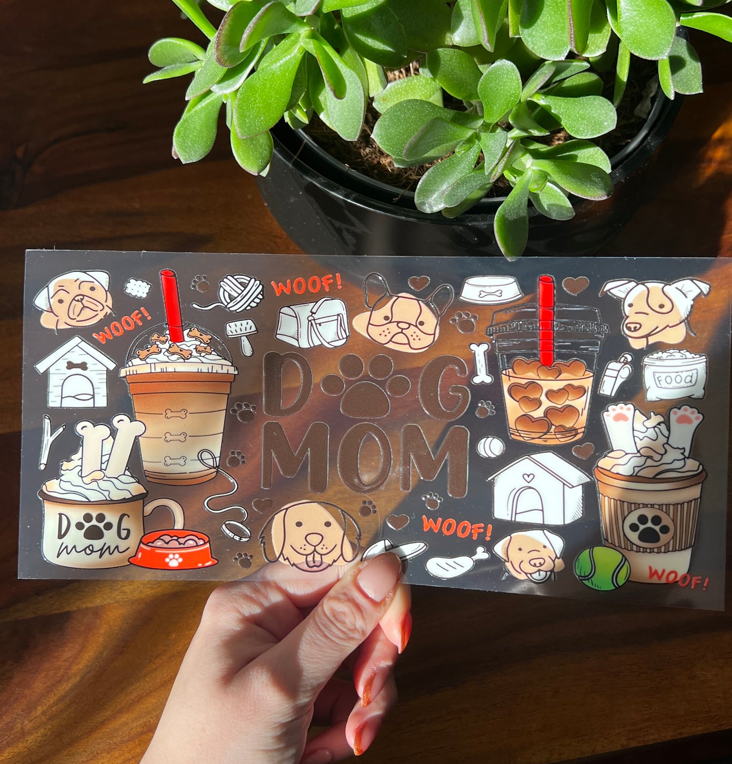 [ Doppelseitig ] 500 ml Trinkglasaufkleber | Dog Mom