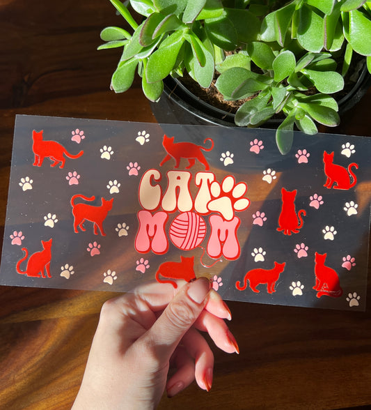 [ Doppelseitig ] 450 ml Teeglas mit Griff / Henkel | Cat Mom