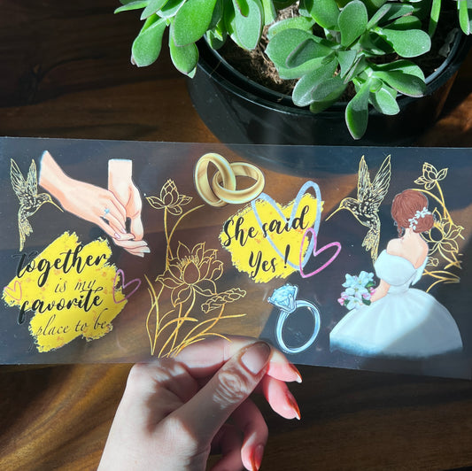 [ Doppelseitig ] 500 ml Trinkglasaufkleber | She said yes