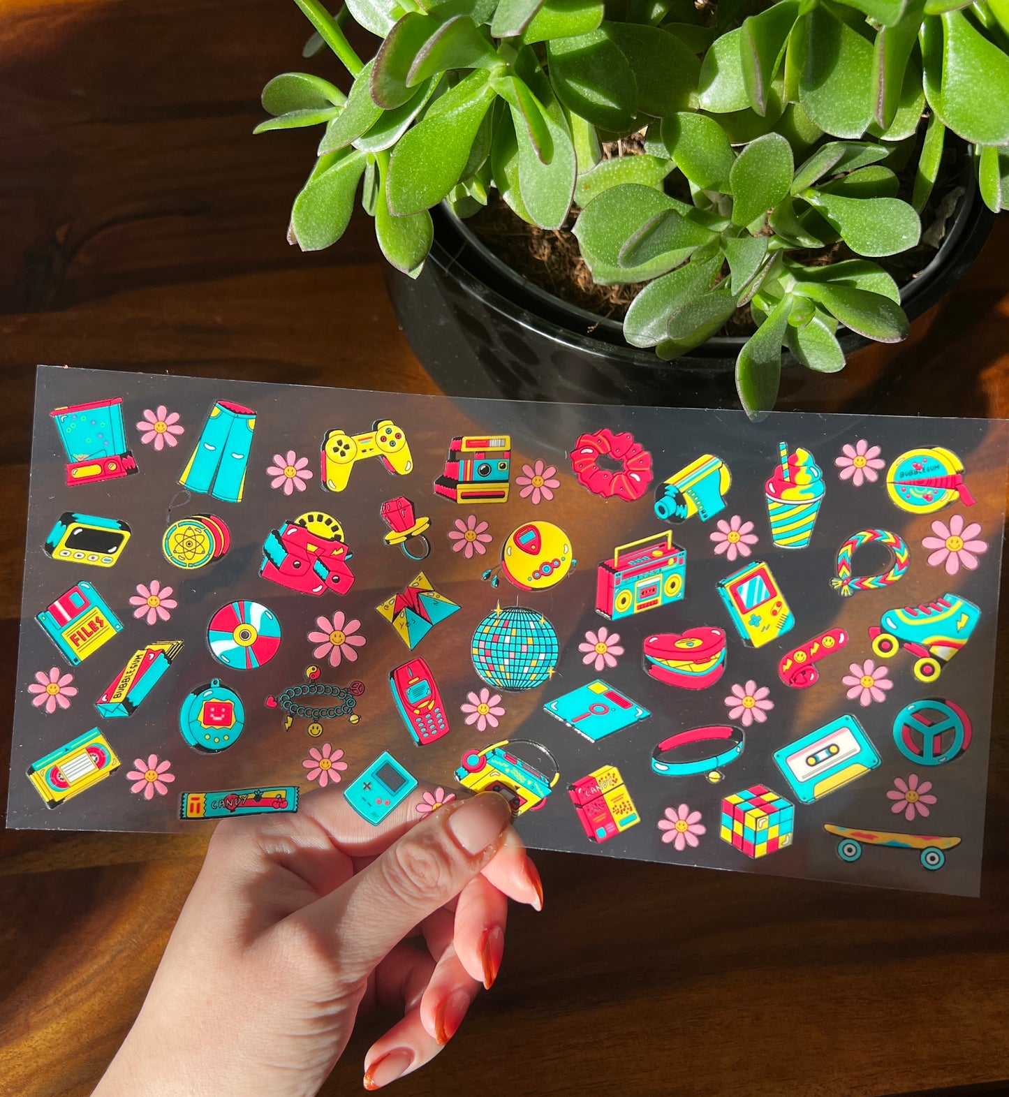 [ Doppelseitig ] 500 ml Trinkglasaufkleber | Retro 90er