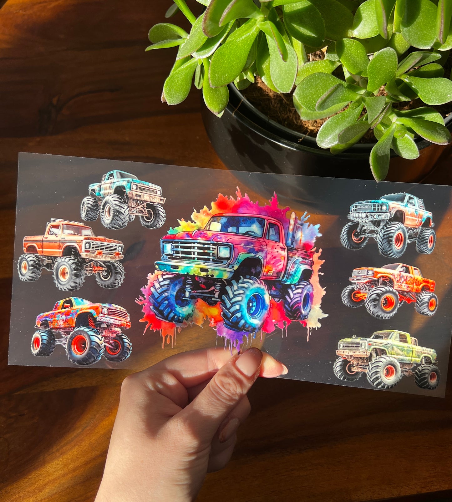 [ Doppelseitig ] 450 ml Teeglas mit Griff / Henkel | Monster Truck