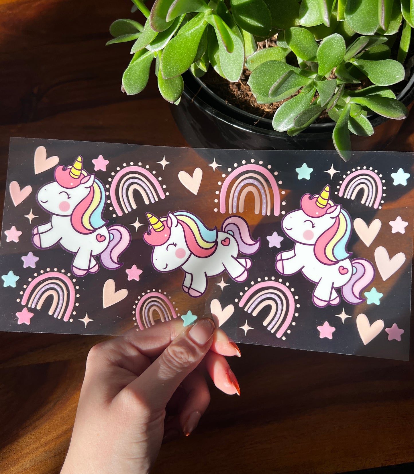 [ Doppelseitig ] 450 ml Teeglas mit Griff / Henkel | Baby Einhörner