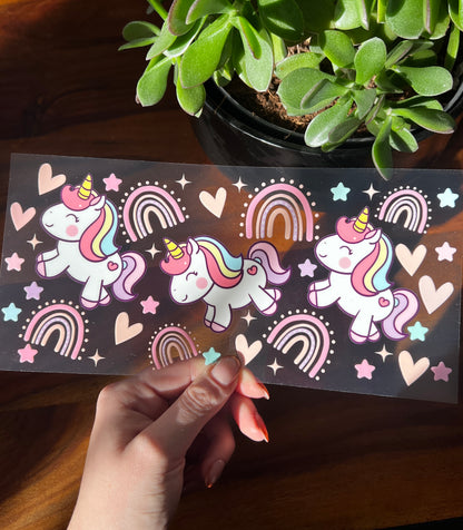 [ Doppelseitig ] 450 ml Teeglas mit Griff / Henkel | Baby Einhörner