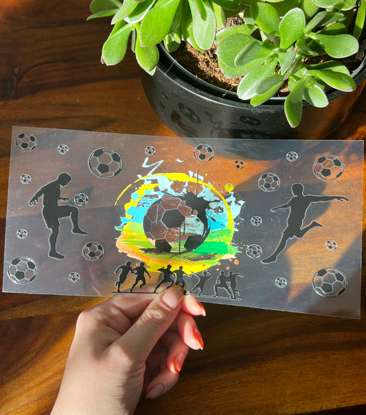 [ Doppelseitig ] 450 ml Teeglas mit Griff / Henkel | Fußball