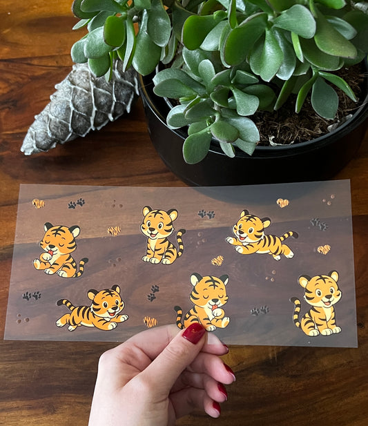 [ Doppelseitig ] 500 ml Trinkglas mit Deckel und Strohhalm | Tiger