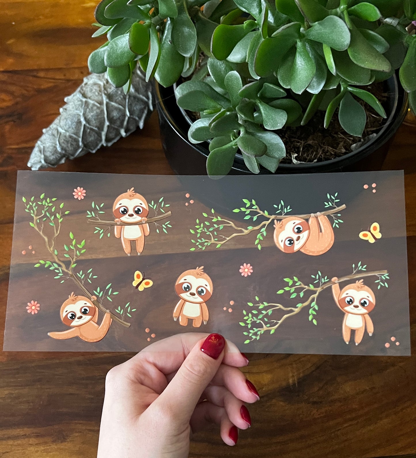 [ Doppelseitig ] 450 ml Teeglas mit Griff / Henkel | Baby Faultiere