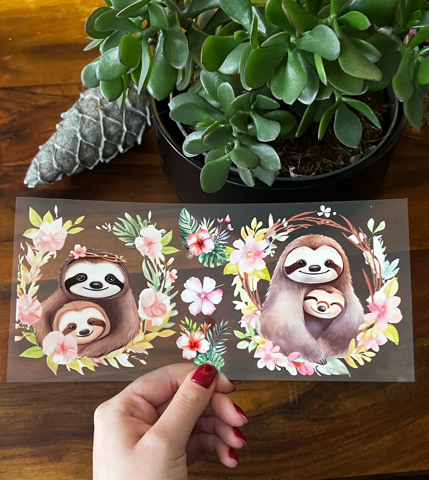 [ Doppelseitig ] 500 ml Trinkglas mit Deckel und Strohhalm | Faultier