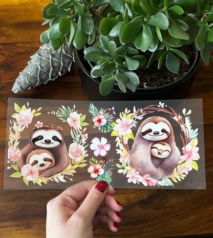 [ Doppelseitig ] 500 ml Trinkglas mit Deckel und Strohhalm | Faultier