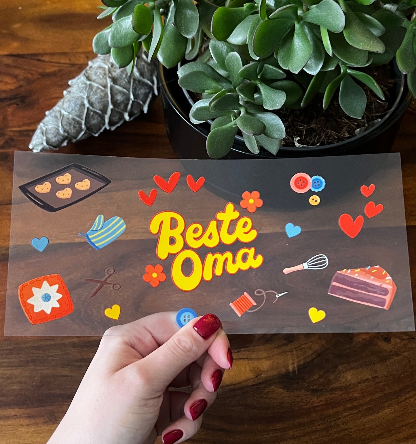 [ Doppelseitig ] 450 ml Teeglas mit Griff / Henkel | Beste Oma