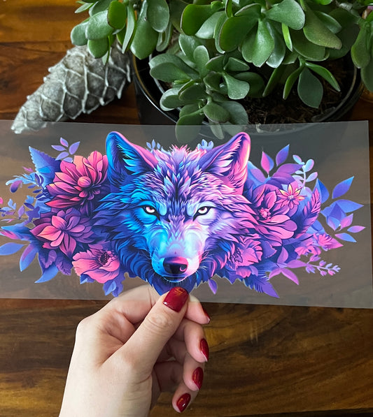 [ Doppelseitig ] 500 ml Trinkglas mit Deckel und Strohhalm | Wolf